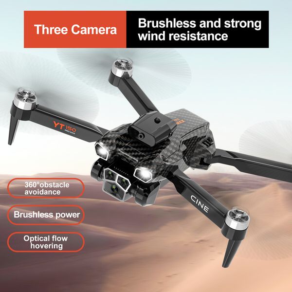 Remote Control 4K HD Triple Camera Drone/Four Axis Aircraft Flyer with Obstacle Avoidance Perfect for aerial photography,videography,adventurous flying