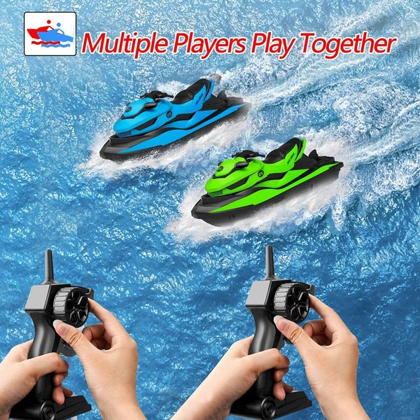 Remote Control Boat for All: High-Performance Motor Boat with Dual Motors, 2 Batteries, and Low Battery Prompt (Blue)