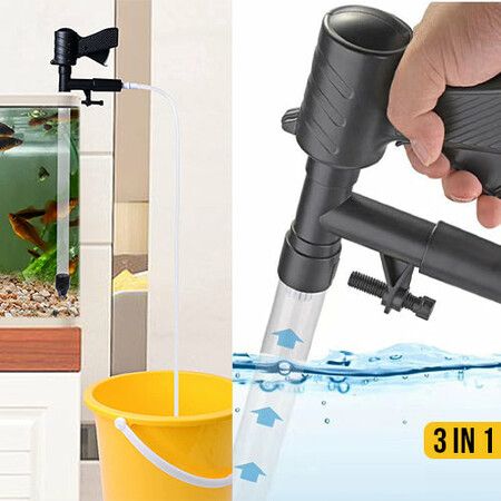 3-in-1 Aquarium Vacuum Cleaner and Water Changer: Cleans, Filters, and Changes Water Quickly and Easily