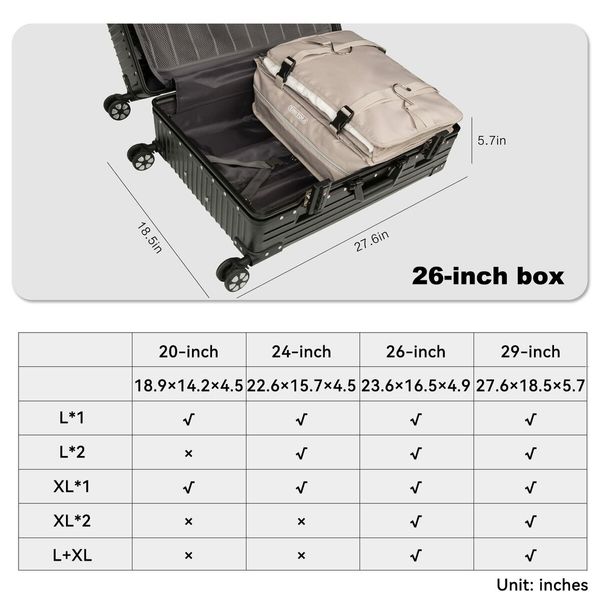 4-Tier Hanging Travel Organizer Bag Cube Shelf: Large Capacity Storage for Suitcases and Travel Bags (Beige XL)