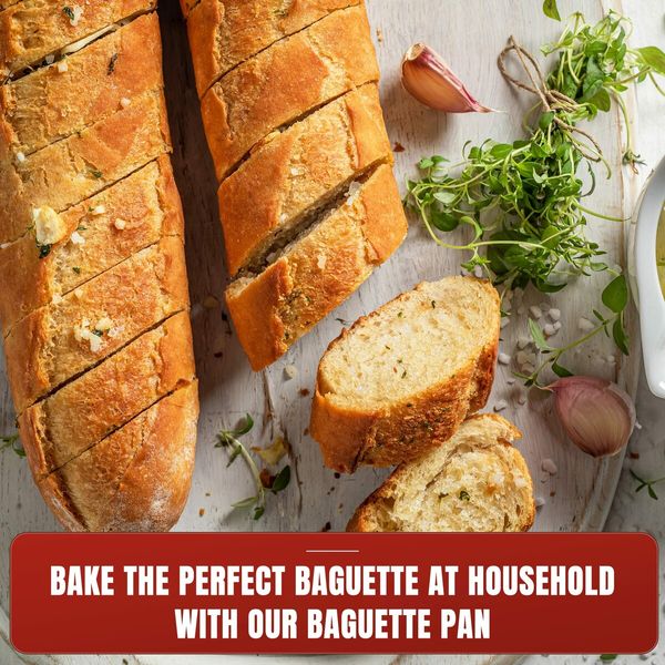 Perforated 2 Loaves Baguettes Bakery Tray,Nonstick Baguette Baking Pans for Perfectly Crisp French Bread(15" x 6.3",Silver)