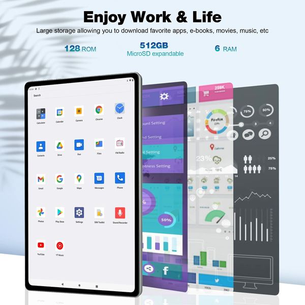 Veidoo Android 12 Tablet with 10.36" 2K Display,6GB + 128GB Memory(Up to 2TB),2K1200*2000 FHD Screen,Octa-Core Processor,Dual SIM Card,4G LTE Connectivity(Gray)