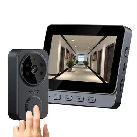 home Digital Smart Wireless Video Doorbell with 2.4G WiFi, IR Night Vision, Intercom Voice, and 4.3 Inch Video Doorbell Camera