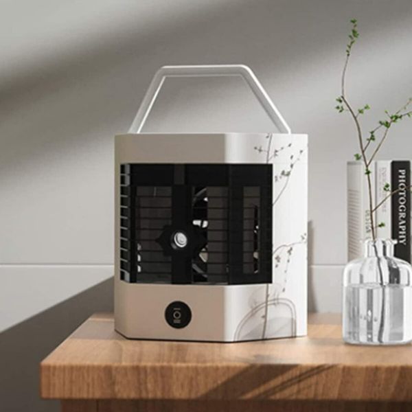 Low Noise Mini Air Conditioner Fan Portable Air Cooler with 3 Modes and Dual Water Tank Humidifier for Home and Office