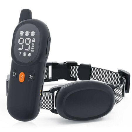 Waterproof Dog Training Collar: Electric with Remote Control, Shock, Vibration, and Sound (Black)