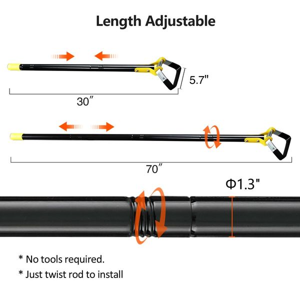 Heavy-Duty Weeding Loop Stirrup Hoe: 30-70 Inch Adjustable Long Handle for Comfortable Gardening