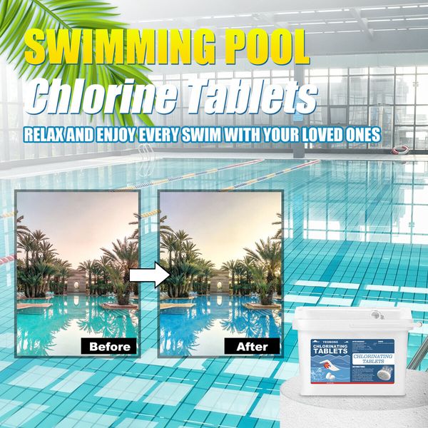 Long-Lasting Pool Chlorine Tablets - Slow-Dissolving for Continuous Chlorination (180g, 90% Chlorine)