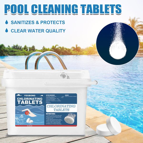 Long-Lasting Pool Chlorine Tablets - Slow-Dissolving for Continuous Chlorination (180g, 90% Chlorine)