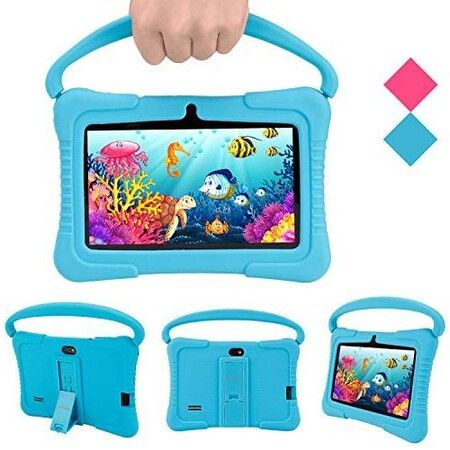 Veidoo 7 Inch Android Kids Tablet PC with 1GB RAM 16GB ROM, Safety Eye Protection Screen, Parental Control APP, Tablet with Silicone Case(Blue)