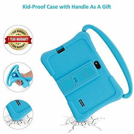 Veidoo 7 Inch Android Kids Tablet PC with 1GB RAM 16GB ROM, Safety Eye Protection Screen, Parental Control APP, Tablet with Silicone Case(Blue)