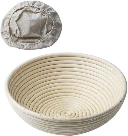 22*8.5CM Round Bread Proofing Basket with Proofing Cloth: Handmade Banneton Basket for Sourdough Bread Baking