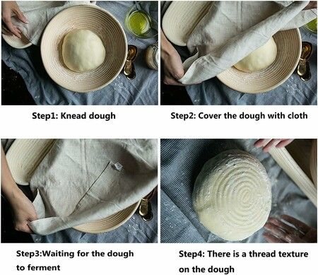 22*8.5CM Round Bread Proofing Basket with Proofing Cloth: Handmade Banneton Basket for Sourdough Bread Baking