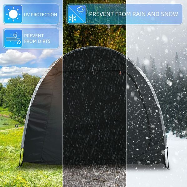 Waterproof Bike Storage Tent,  Anti-Dust 210D Cover for Outdoor Bicycles, Foldable Bicycle Shed for Camping & Gardens (163X80X195CM)