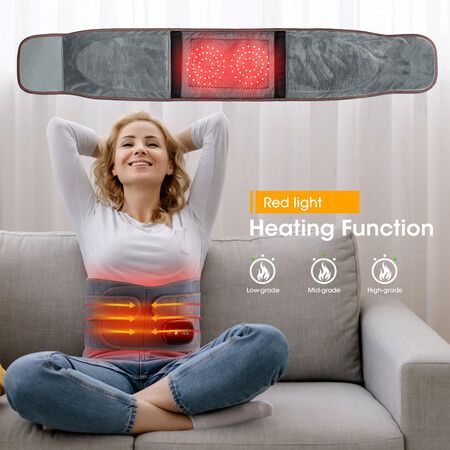 Portable Cordless Heating Pad Massager Back Brace Belt Abdomen Warmer with 3 Heating and Massaging Modes