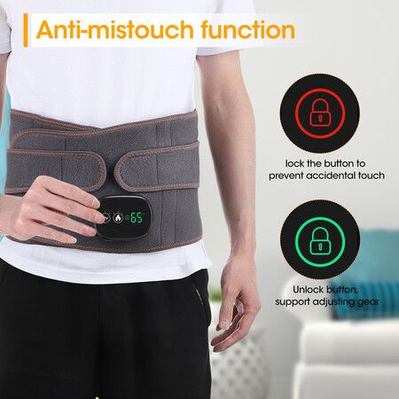 Portable Cordless Heating Pad Massager Back Brace Belt Abdomen Warmer with 3 Heating and Massaging Modes