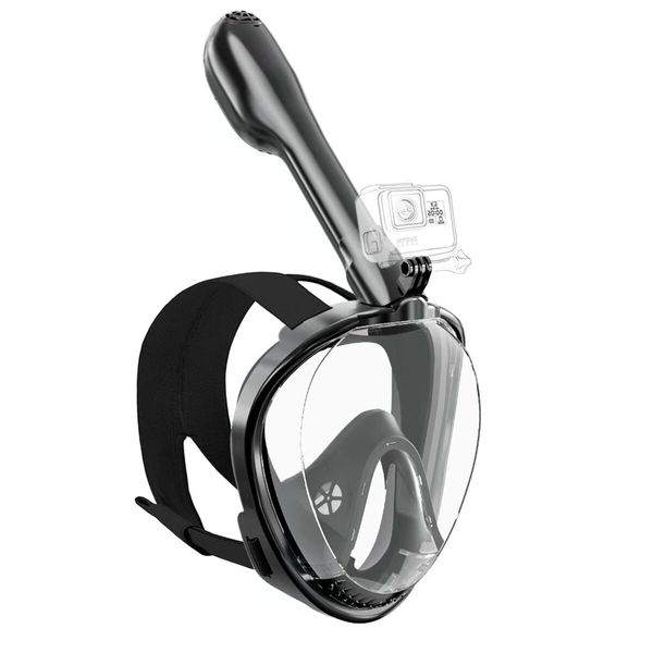 Full Face Underwater Snorkeling Mask: Wide View, Anti-Fog for Scuba Diving and Snorkeling (Black, S/M)