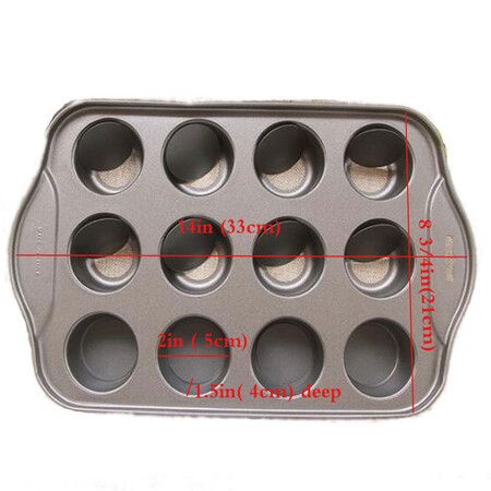 Nonstick Mini Cheese cake Pan Muffin Oven with Removable Metal Base for Baking 12 Round Cakes, Cupcakes, or Muffins