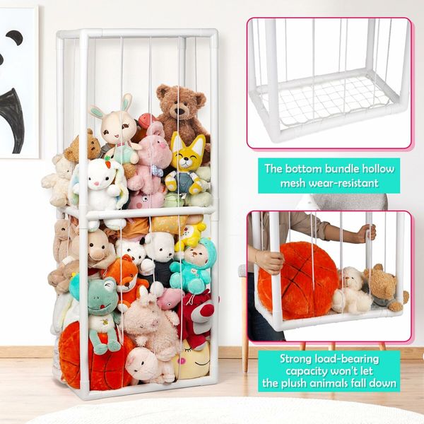 PVC Plush Organizer with Elastic Band for Stuffed Animal Zoo Storage in ursery Play Room Bedroom