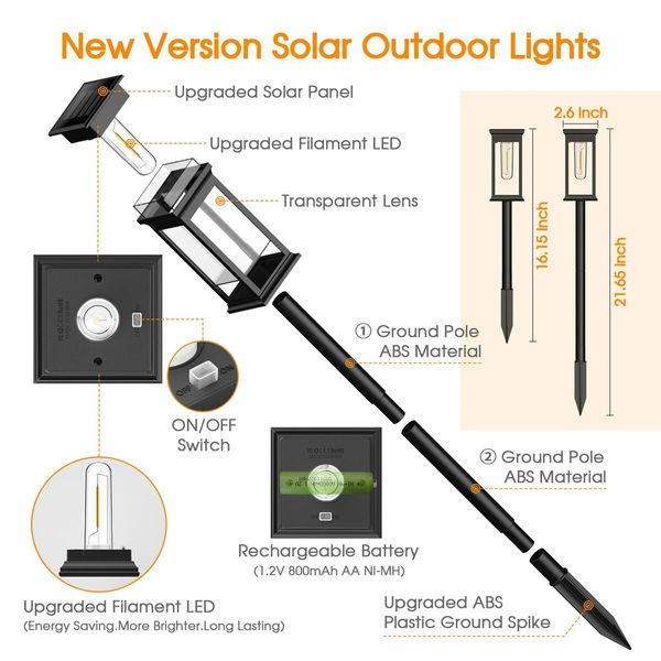 Bright Solar Pathway Lights with 8 Waterproof Auto On/Off Lights for Yard, Patio, and Walkways