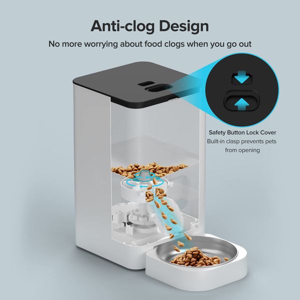 WiFi Automatic Smart Pet Feeder: Remotely Control Feeding Time and Schedule with APP, Perfect for Cats and Dogs (4L, White)