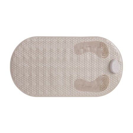 Antislip 80x40cm Foot Scrubber Shower Mat with Built-In Feet Scrub Stone and Antislip Suction Cups (Grey)