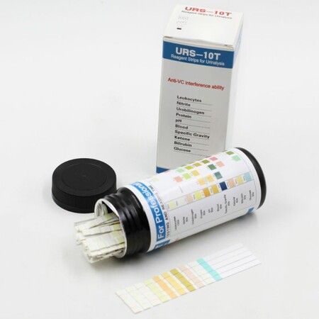 100-Count Urinalysis Reagent Strips Accurately Test 10 essential urine parameters including Nitrite,Urobilinogen,PH,protein,leukocytes