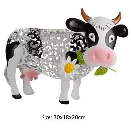 Enchanting Garden Decor: Smart Resin Daisy Cow Solar Light (30x20x18cm)