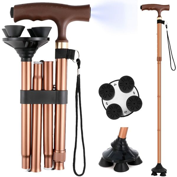 LED Walking Cane with Pivoting Base and 5 Adjustable Height 88-98cm for Seniors