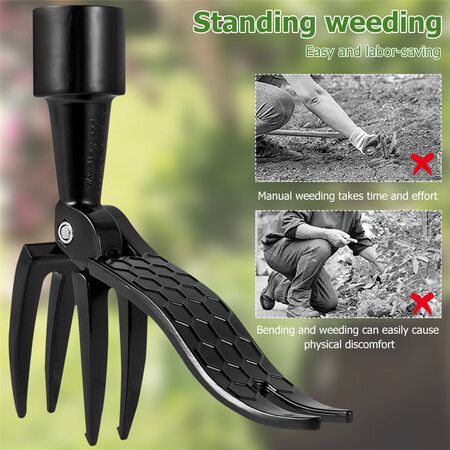 Outdoor Claw Weeder Garden Tool with Foot Pedal - Stand-Up Metal Root Remover