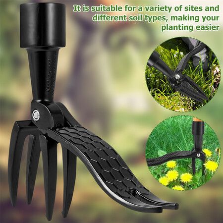 Outdoor Claw Weeder Garden Tool with Foot Pedal - Stand-Up Metal Root Remover