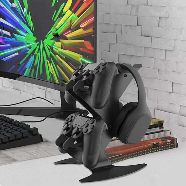 Game Controller and Headset Stand for X-box, PlayStation, -Switch, and PC (Black)