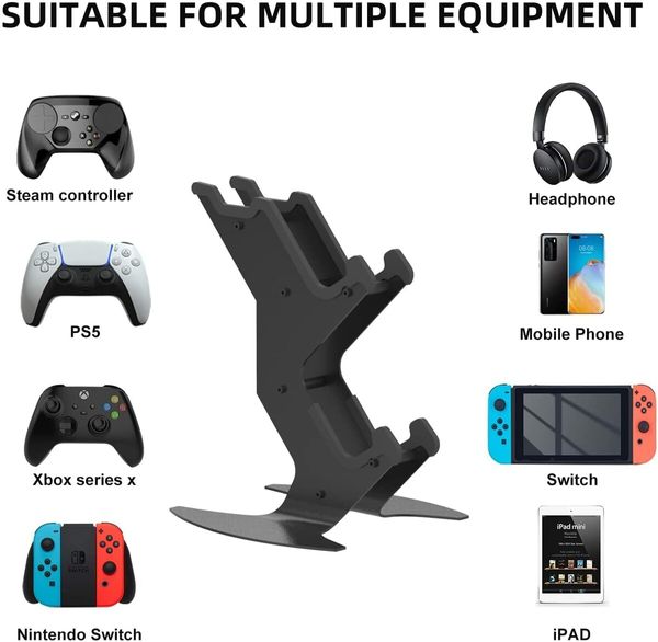 Game Controller and Headset Stand for X-box, PlayStation, -Switch, and PC (Black)