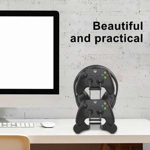 Game Controller and Headset Stand for X-box, PlayStation, -Switch, and PC (Black)