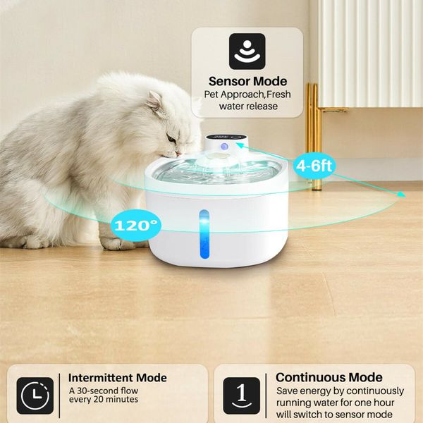 Wireless 2.6L Water Dispenser for Pets - Motion Sensor Fountain for Cats and Dogs