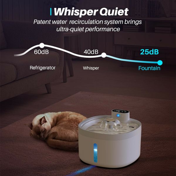 Wireless 2.6L Water Dispenser for Pets - Motion Sensor Fountain for Cats and Dogs