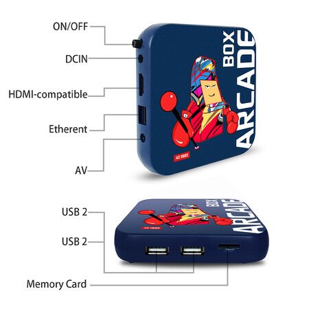 Classic Arcade Box Retro Game Console: Plug and Play with Built-in 50 Emulators for PS1, PSP, N64, and More