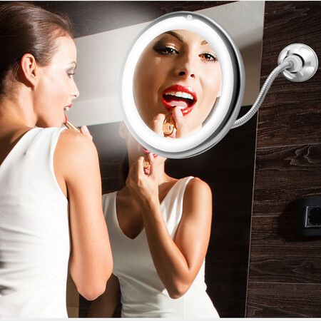 10X Magnifying 360° Rotating Makeup Mirror with LED Light - Foldable Vanity Mirror for Precise Makeup