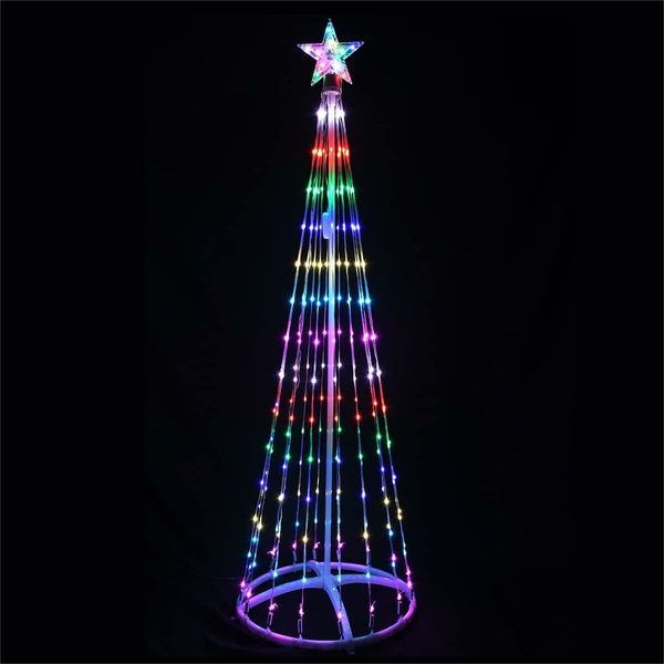 120CM DIY Outdoor 106 LED Christmas Tree with Star Topper for Holiday Yard Decoration