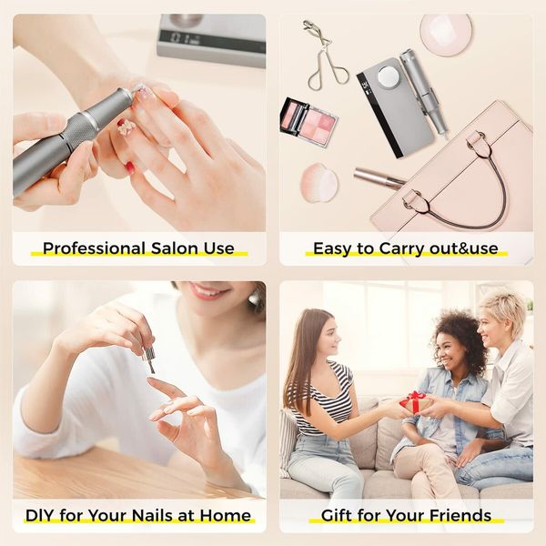 Home Salon Portable Electric Nail Drill Machine with Pro 35000 RPM high speed for efficient filing & shaping, Precision Manicures for accuracy-Rechargeable