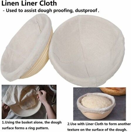 18*9CM Circle Handmade Banneton Bread Proofing Basket with Proofing Cloth Liner - Create Artisanal Loaves with Ease