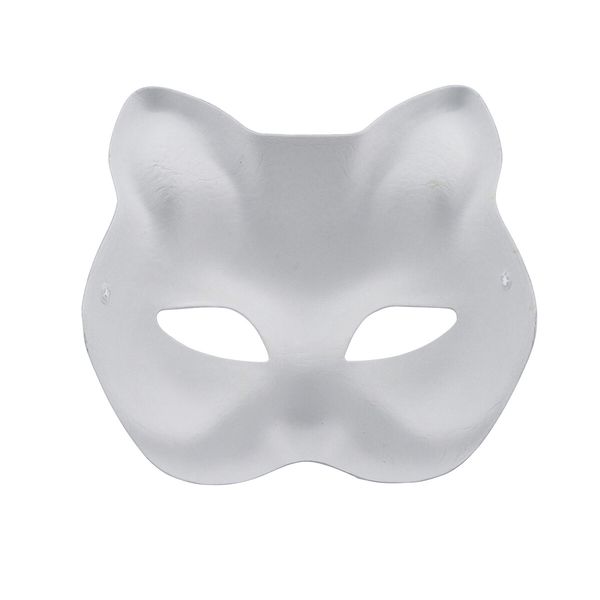 Blank White Paper Cat Masks for Hand Painting and Customization (Pack of 3)