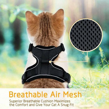 Escape-Proof Cat Harness and Leash (Size XS): Comfortable and Reflective for Safe Walking