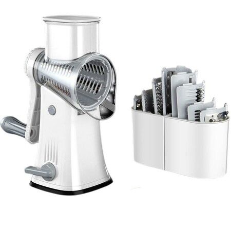 5-in-1 Rotary Cheese Grater, Shredder, Vegetable Cutter,Nuts Grinder， Multifunctional Mandoline Slicer for Home Use