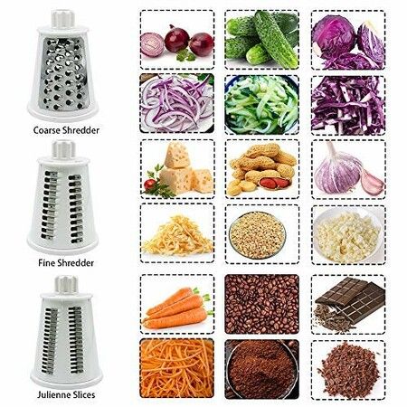 5-in-1 Rotary Cheese Grater, Shredder, Vegetable Cutter,Nuts Grinder， Multifunctional Mandoline Slicer for Home Use