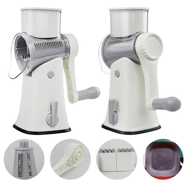 5-in-1 Rotary Cheese Grater, Shredder, Vegetable Cutter,Nuts Grinder， Multifunctional Mandoline Slicer for Home Use