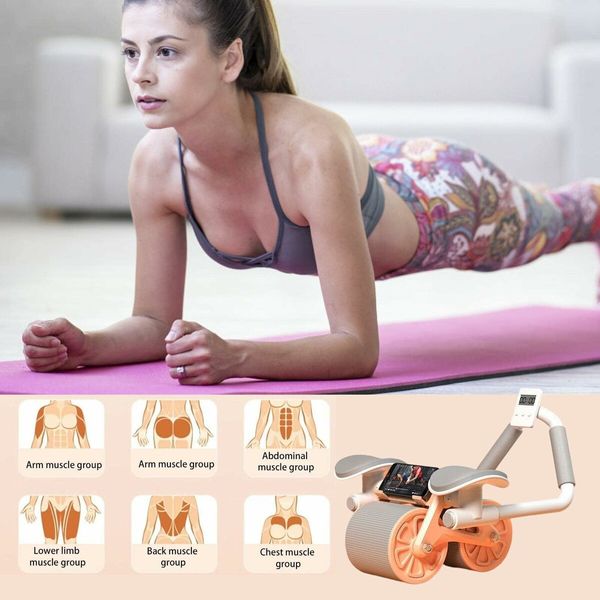 Automatic Rebound Ab Roller with Elbow Support, Timer, and Phone Holder: Core Strengthening Fitness Trainer for All