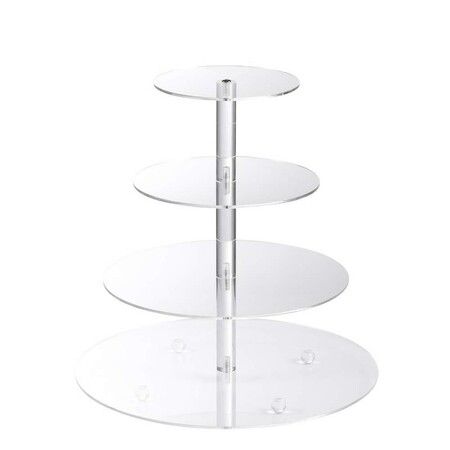 4-Tier Acrylic Cupcake Stand with LED Lights for Weddings and Parties