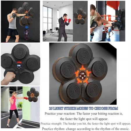 Interactive Music Boxing Machine with Boxing Gloves,Space Saving Wall-mounted design,Bluetooth connectivity