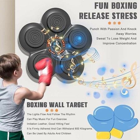 Interactive Music Boxing Machine with Boxing Gloves,Space Saving Wall-mounted design,Bluetooth connectivity