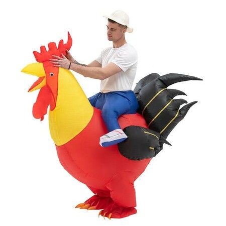 155-190cm Blow up Christmas Rooster Costume: Inflatable Suit for Halloween and Christmas Parties